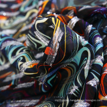 Mutilcolor flower printed 85% SILK 15% METALLIC printed silk fabric custom